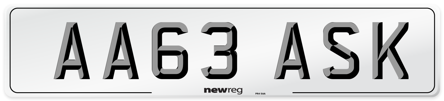 AA63 ASK Number Plate from New Reg